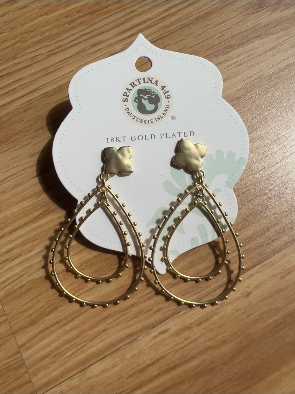 Spartina 449 Gold Layered Beaded Teardrop Dangle Earrings